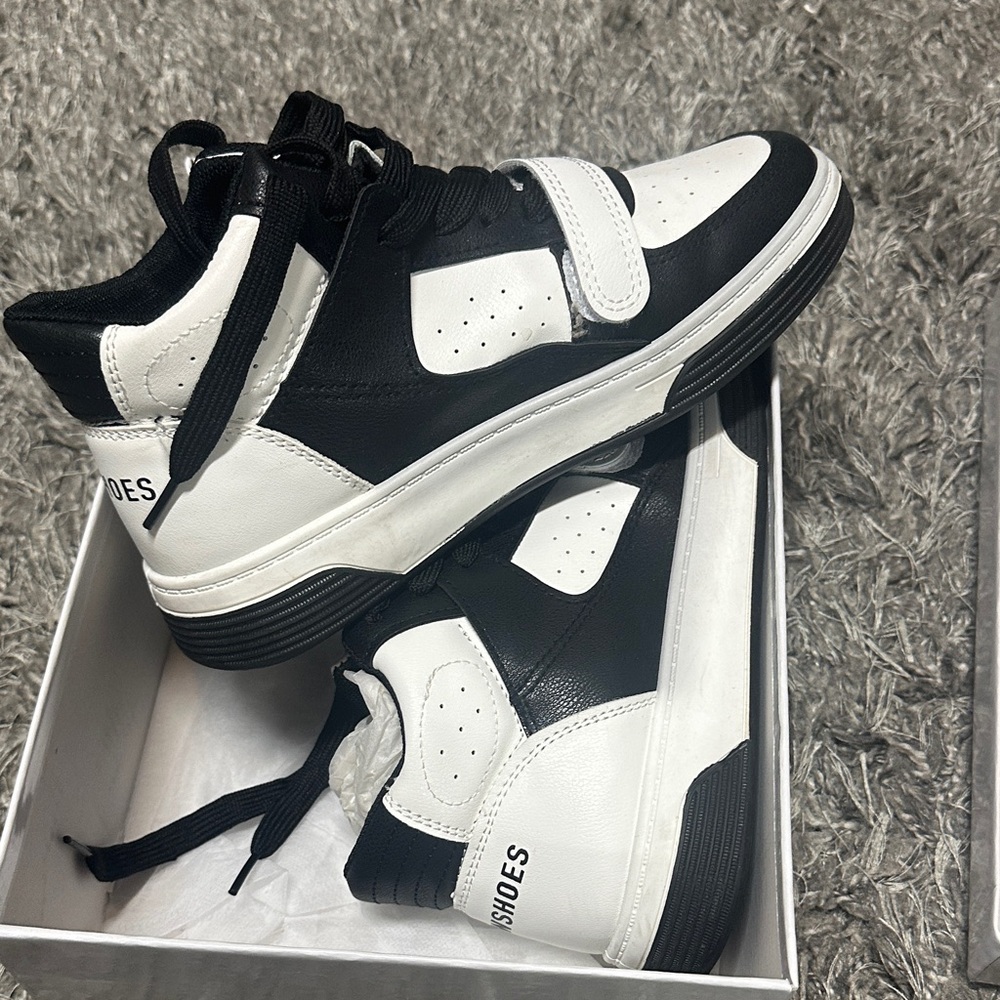Black and White High-Top Sneakers